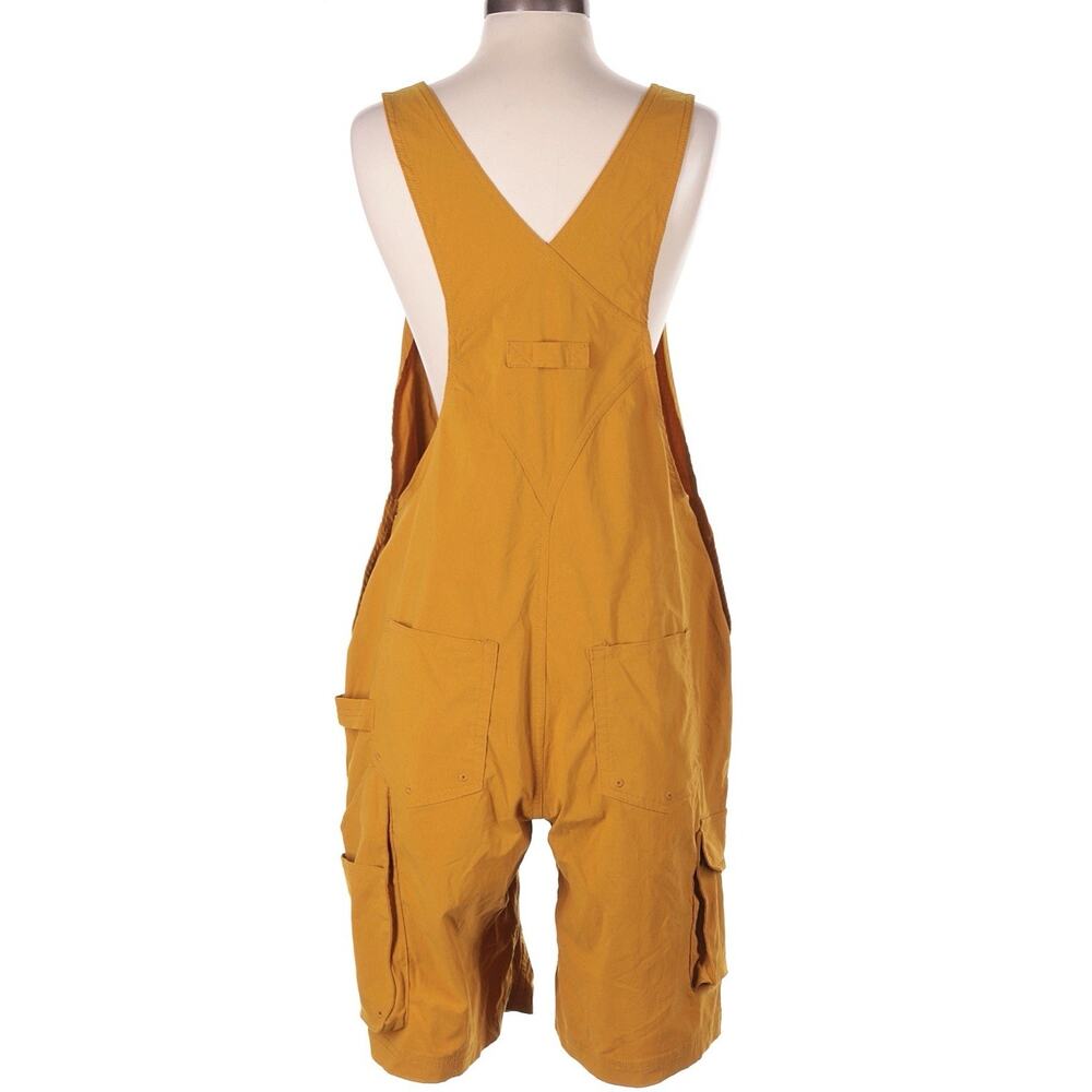 Duluth Trading Co Women S Shortall Mustard Yellow Utility Short Overalls Romper - Picture 4 of 6